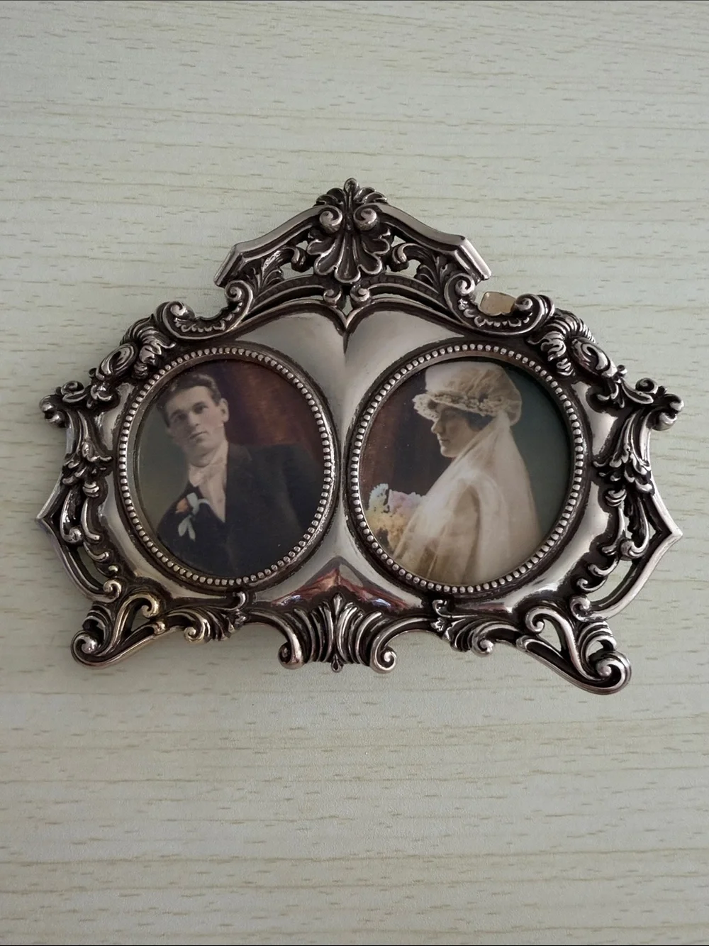 Brighton Ornate Double Photo Frame - Silver Finish